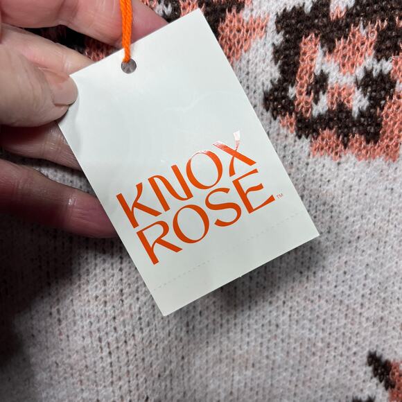 Knox Rose NWT Sweater Cottagecore Floral Blush Pink Oatmeal Casual Acrylic L $30 - Picture 6 of 7